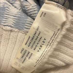 Varley Cream and Blue Knit Sweater Vest